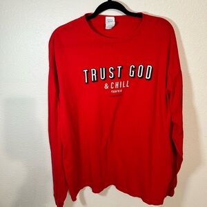 DELTA Red Trust God & Chill Long Sleeve Shirt SIZE: L
